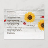 Carte Postale Faire-part Rose de soleil rustique pour mariage, changement d (Dos)