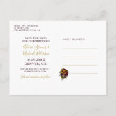 Carte Postale Faire-part Rose de tournesol script rustique enregistrer date (Dos)