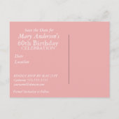 Carte Postale Faire-part Rose Enregistrez la date 60e anniversaire - (Dos)