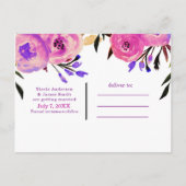 Carte Postale Faire-part Rose et violet brillant Floral moderne Enregistrer (Dos)