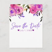 Carte Postale Faire-part Rose et violet brillant Floral moderne Enregistrer (Devant)