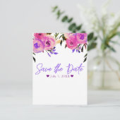 Carte Postale Faire-part Rose et violet brillant Floral moderne Enregistrer (Debout devant)