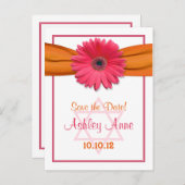 Carte Postale Faire-part Rose Gerber Daisy Bat Mitzvah Save the Date (Devant / Derrière)