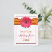 Carte Postale Faire-part Rose Gerber Daisy Bat Mitzvah Save the Date (Debout devant)