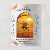 Carte Postale Faire-part Rose gold argent photo mariage à retenir la date (Devant)