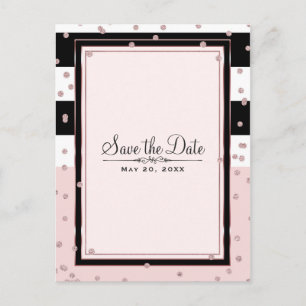 Carte Postale Faire-part Rose Gold Blanc Noir Rose Blush Enregistrer la Dat