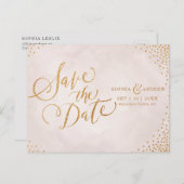 Carte Postale Faire-part Rose gold calligraphié blush glamour pour les fair (Devant / Derrière)