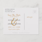 Carte Postale Faire-part Rose gold calligraphié blush glamour pour les fair (Dos)