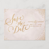 Carte Postale Faire-part Rose gold calligraphié blush glamour pour les fair (Devant)