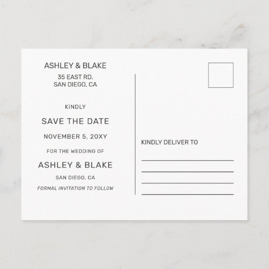 Carte Postale Faire-part Rose Gold Calligraphy Photo Enregistrer la date (Dos)