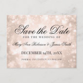 Carte Postale Faire-part Rose Gold Champagne Bokeh Élégant Enregistrer La D (Devant)