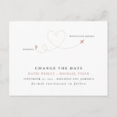 Carte Postale Faire-part Rose Gold Destination Mariage Modifier la date (Devant)
