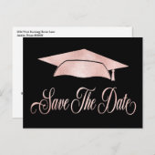 Carte Postale Faire-part Rose Gold Elegant Graduant Cap Enregistrer La Date (Devant / Derrière)