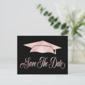 Carte Postale Faire-part Rose Gold Elegant Graduant Cap Enregistrer La Date (Debout devant)