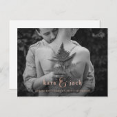 Carte Postale Faire-part Rose Gold Esperluette | Enregistrer la date de la  (Devant / Derrière)