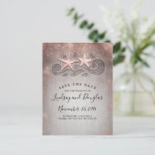 Carte Postale Faire-part Rose Gold Étoile de Mer Plage Tropicale Enregistre (Debout devant)