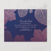 Carte Postale Faire-part Rose Gold Fall Leaves Élégant Enregistrer la date (Devant)