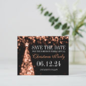 Carte Postale Faire-part Rose Gold Fête de Noël Enregistrez La Date (Debout devant)