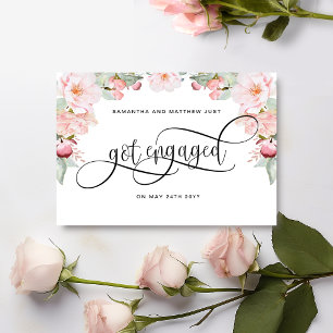 Carte Postale Faire-part Rose Gold Floral, Fiançailles, Engagement