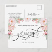 Carte Postale Faire-part Rose Gold Florale, Fiançailles, Engagement (Devant / Derrière)