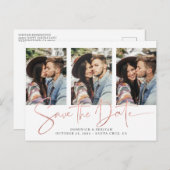 Carte Postale Faire-part Rose Gold Foil Script Mulitple Photo Enregistrer l (Devant / Derrière)