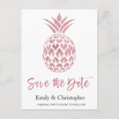 Carte Postale Faire-part Rose Gold Foil Wedding Enregistrer la date Ananas (Devant)