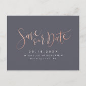 Carte Postale Faire-part Rose Gold Grey Moderne Simple Script Enregistrer L (Devant)