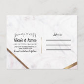 Carte Postale Faire-part Rose Gold Marbre Tourbillon & Rose Blush Save the (Dos)