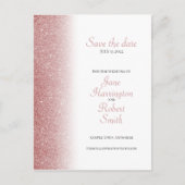 Carte Postale Faire-part Rose Gold Parties scintillant Enregistrer la date  (Devant)
