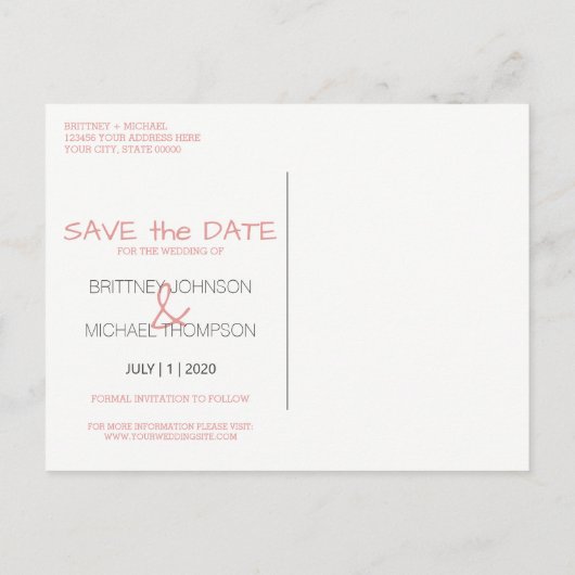 Carte Postale Faire-part Rose Gold Parties scintillant Photo Enregistrer la (Dos)