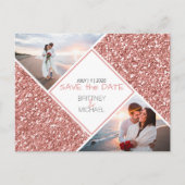 Carte Postale Faire-part Rose Gold Parties scintillant Photo Enregistrer la (Devant)