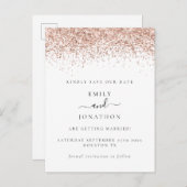 Carte Postale Faire-part Rose Gold Parties scintillant Script Élégant Enreg (Devant / Derrière)
