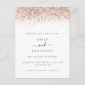Carte Postale Faire-part Rose Gold Parties scintillant Script Élégant Enreg (Devant)