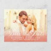 Carte Postale Faire-part Rose Gold Script superposition photo Enregistrer l (Devant)