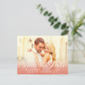 Carte Postale Faire-part Rose Gold Script superposition photo Enregistrer l (Debout devant)