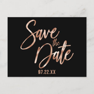 Carte Postale Faire-part Rose Gold Typographie moderne Mariage Enregistrer 