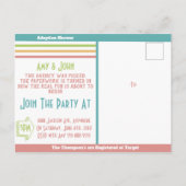 Carte Postale Faire-part Rose Grossissant par deux pieds rayures Adoption N (Dos)