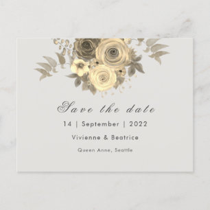 Carte Postale Faire-part Rose jaune enregistrer la date mariage élégant