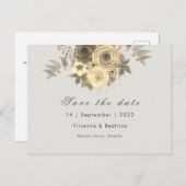 Carte Postale Faire-part Rose jaune enregistrer la date mariage élégant (Devant / Derrière)