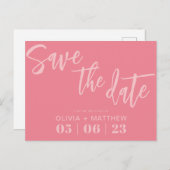 Carte Postale Faire-part Rose moderne Enregistrer la date (Devant / Derrière)