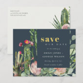 CARTE POSTALE FAIRE-PART ROSE NAVY FLEUR DÉSAERT CACTUS FAUNE ÉVÉNEMENT À V (Devant / Derrière)