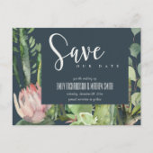 CARTE POSTALE FAIRE-PART ROSE NAVY FLEUR DÉSERTE CACTUS FAUNE ÉVÉNEMENT À V (Devant)