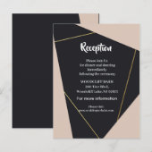 Carte Postale Faire-part Rose noir & or géométrique (Devant / Derrière)