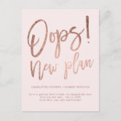 Carte Postale Faire-part Rose or rose nouveau plan mariage modifier la date (Devant)