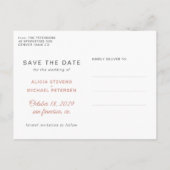 Carte Postale Faire-part Rose or script mieux ensemble mariage enregistrer  (Dos)