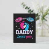 Carte Postale Faire-part Rose ou Bleu, papa t'aime (Debout devant)