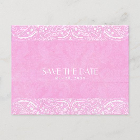 Carte Postale Faire-part Rose Paisley Rustique Country Western Enregistrer  (Devant)