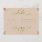 Carte Postale Faire-part Rose Pâle & Perle d'Or Élégant Chic Enregistrer la (Dos)