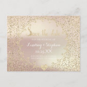 Carte Postale Faire-part Rose Parties scintillant Confetti Champaigne Enreg (Devant)