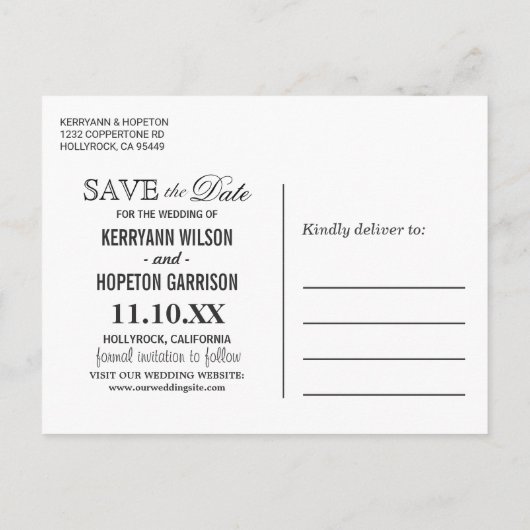 Carte Postale Faire-part Rose & Parties scintillant Gold - Enregistrer La D (Dos)